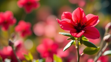 Vibrant red flowers bloom brightly in a lush garden bathed in warm sunlight showcasing their intricate details and delicate petals.