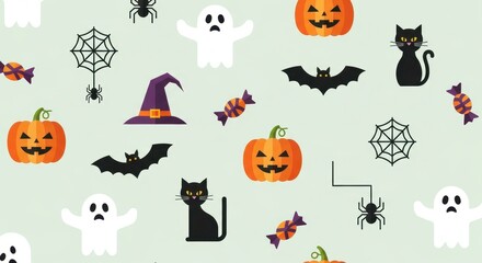 Fototapeta premium A Pixelated Halloween Delight Full of Spooky and Festive Charm Decorations