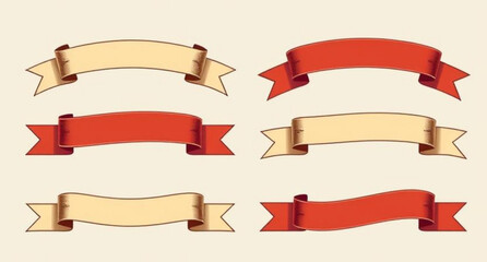 Retro ribbon set, Classic ribbon collection, Decorative ribbon set, Antique ribbon set, Old-fashioned ribbon set, Ornamental ribbon set, Elegant ribbon set, Victorian ribbon set, Curved ribbon set, Sc