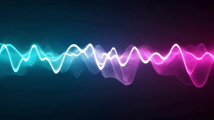 Abstract light wave illustration with blue and pink particles, digital energy waveform background, frequency and science concept. - Powered by Adobe