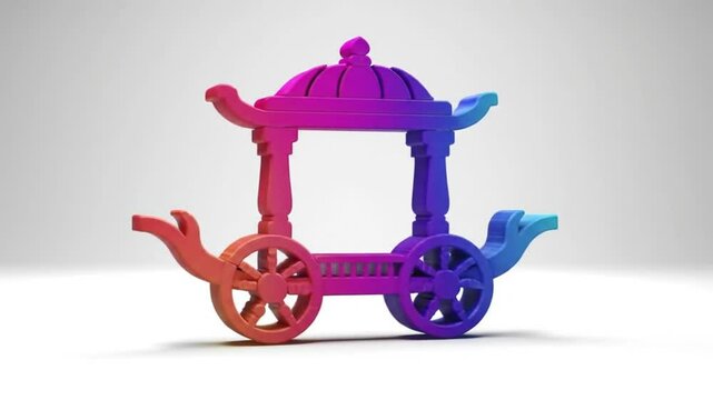 Stylized 3D Palanquin Icon with Vibrant Gradient on a Clean White Backdrop
