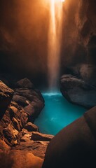 waterfall at the underground cave