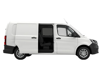 White Cargo Van: Side Profile, Delivery Vehicle, Transportation, Commercial Vehicle