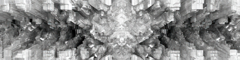 Poster abstract monochrome symmetrical pattern with geometric shapes and textured surfaces in grey tones