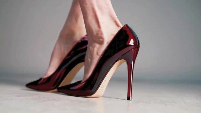 Detailed View of Red Leather High Heels