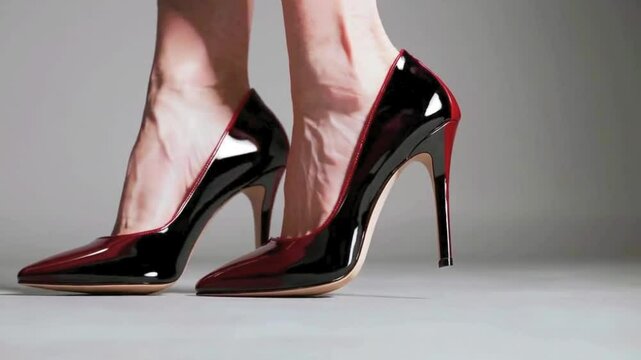 Detailed View of Red Leather High Heels