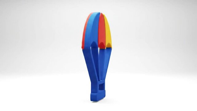 Stylized 3D Parachute Icon with Vibrant Panels for Adventure Graphics