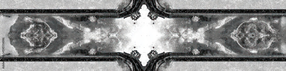 Poster abstract symmetrical pattern featuring ornate borders and a central light space effect design