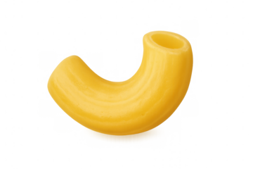Macaroni pasta isolated against white background, showcasing culinary detail, italian cooking elegance, and vibrant food photography technique