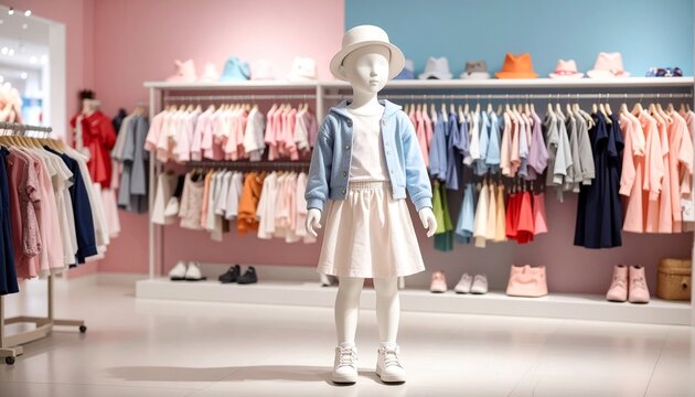 子供服を着たキッズマネキンの可愛いファッションモックアップ