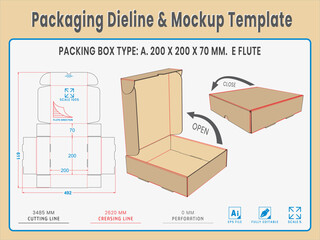 Packaging Dieline and Mockup Template. Dieline Real Shape and Dimension. Mockup Template. Fully editable vector. Equipped die cut lengths prepared for production.