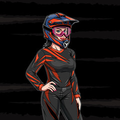 illustration of a female motocross racer