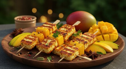 Grilled Paneer Skewers With Mango