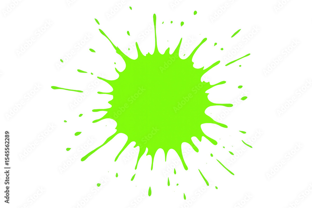 Poster green paint splashing dynamically, spreading vibrant color droplets across transparent surface with 