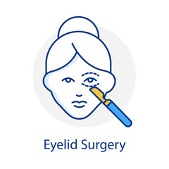 Eyelid Surgery Eye Icon Representing Rejuvenation and Lift of Eyelids icon with editable stroke.