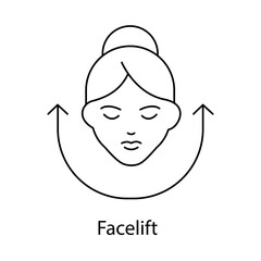 Facelift Upward Arrows Representing Youthful and Tightened Facial Appearance icon with editablestroke.