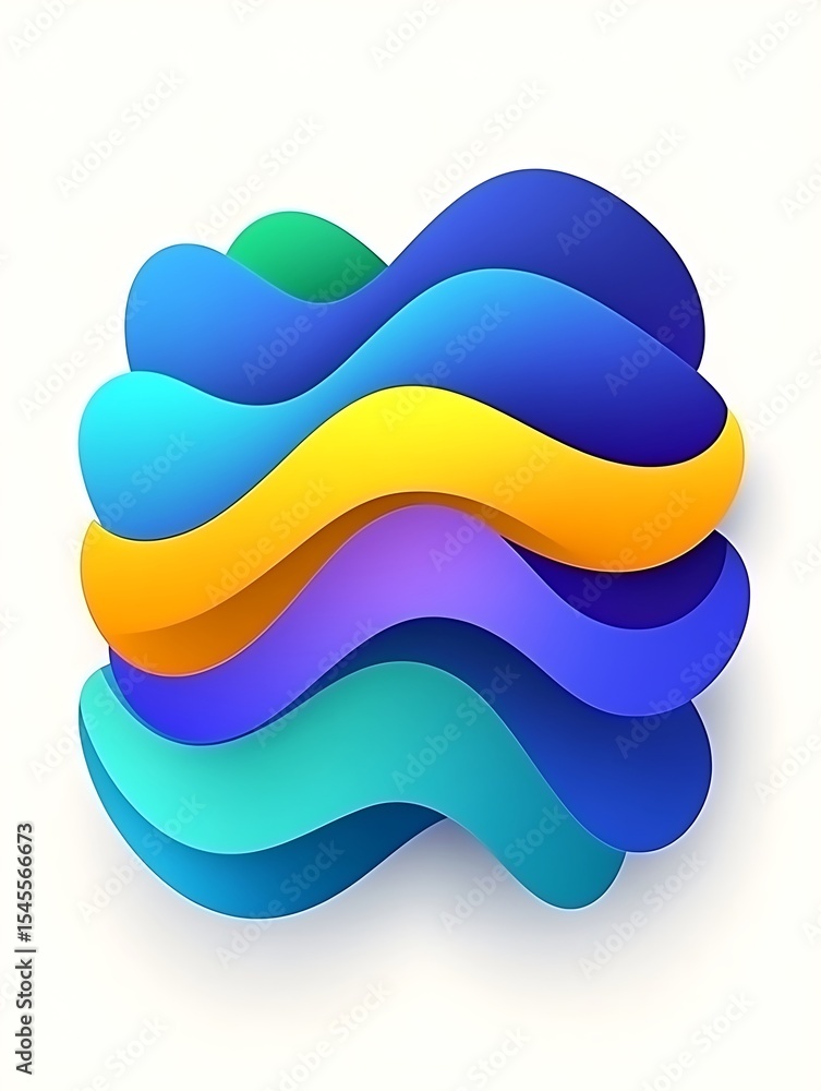 Poster colorful wave structure with wavy layers and dynamic design element