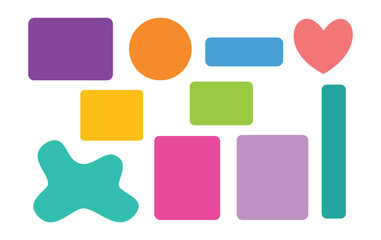 Vibrant sketch shapes in assorted colors on artistic paper backdrop for modern digital use unique design Pro.
