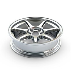 A shiny, modern alloy wheel designed for vehicles, showcasing a sleek and stylish appearance. on white background