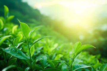 Tea plantation Munnar. Beautiful Nature background. Green fields of tea.