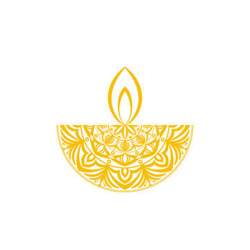 Diya - Diwali diya - Mandala art diya design gold, diva, diwali oil llamp