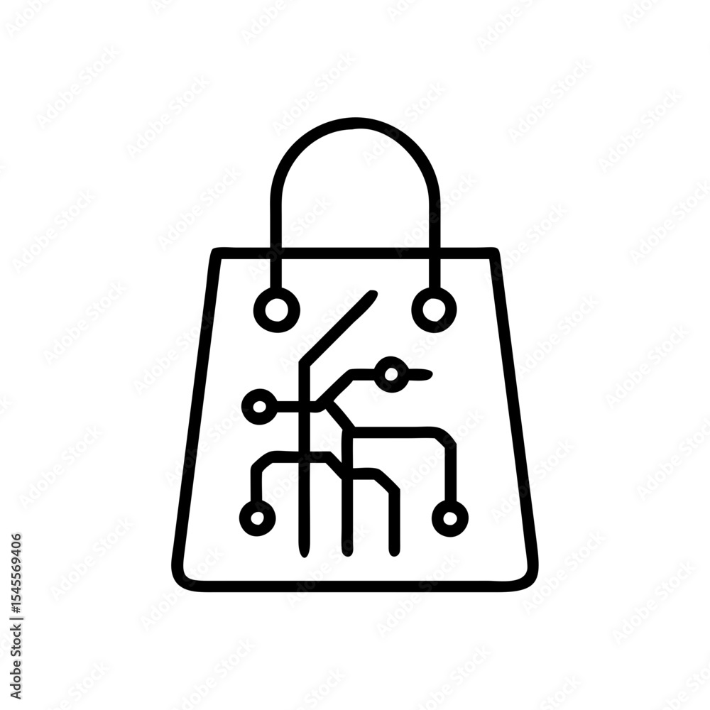 Poster shopping bag with circuit board pattern in minimalist style