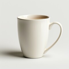 A simple white mug, suitable for holding beverages like coffee or tea. on white background