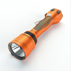 A bright orange flashlight designed for illumination and convenience. on white background