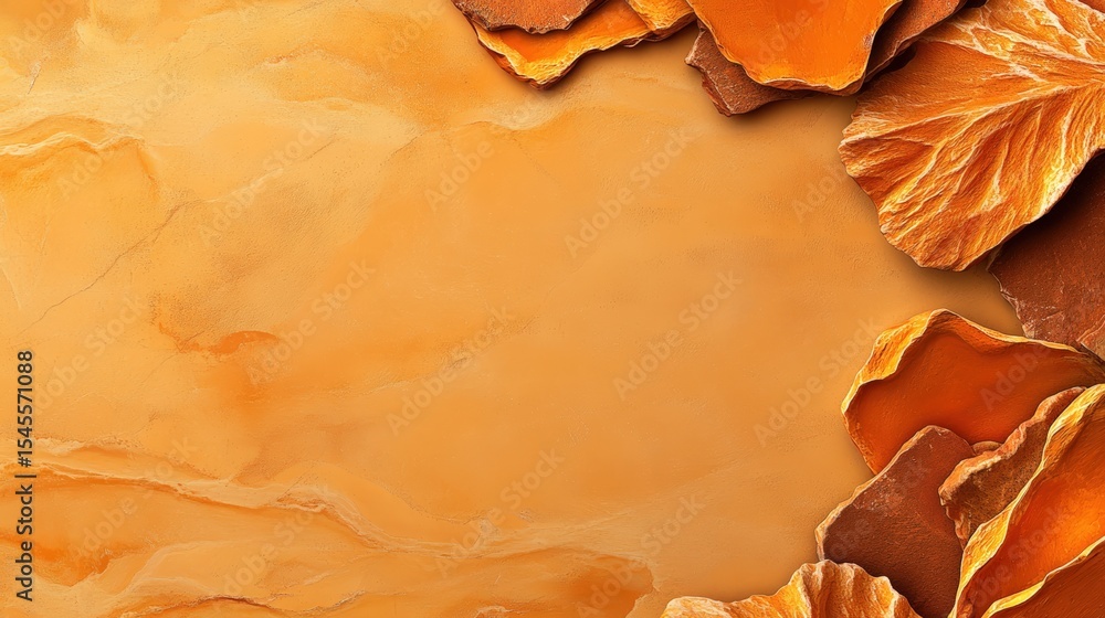 Poster abstract background with warm orange tones and torn paper edges creating a textured artistic design
