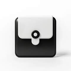 A minimalist black and white folder with a flap closure, designed for organization. on white background
