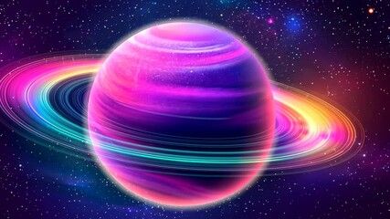 Colorful ringed planet in deep space - Powered by Adobe