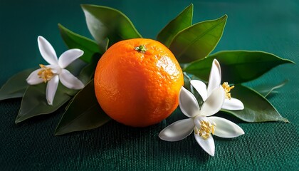 neroli flowers and bright orange fruit