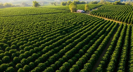 Fototapeta premium Aerial View of Green Crop Fields