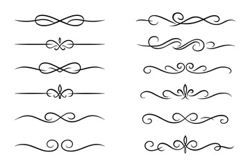 Elegant Decorative Dividers: Set of Ornaments Design and Embellishment, Ideal for Invitations, Certificates and Stationery Flourishes