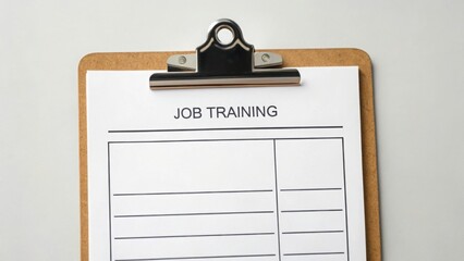 Job Training Form on Clipboard in Minimalistic Office Environment