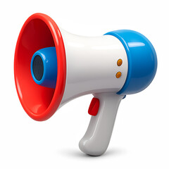 Megaphone 3d rendering isolated on transparent background. Cartoon plastic style icon