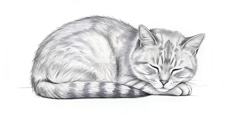 Fototapeta premium Gray cat drawing sleepy posing