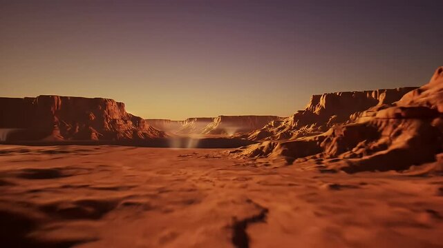 Sweeping Low Angle View Of Sunlit Canyon Landscape Revealing Golden Hour Hues On Towering Rock Formations Casting Long Shadows Creating a Sense Of Adventure