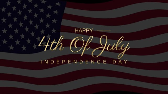 Elegant Happy 4th of July Independence Day with Stylish Typography on Waving US Flag