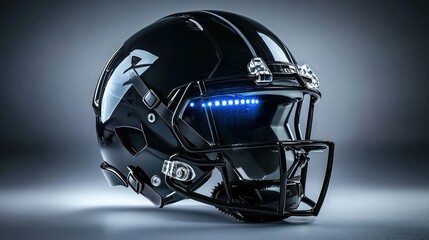 High-tech football helmet, dark, futuristic