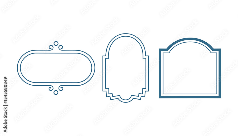 Poster a set of decorative frames with elegant outlines. includes oval, arch, and rectangular shapes for va