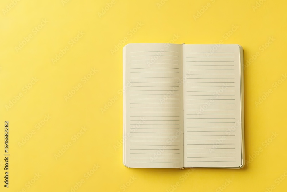Aufkleber sharp image of blank paper notebook isolated on yellow background template mock up