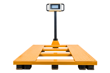 Industrial platform scale with digital display isolated with transparent background