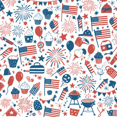 Obraz premium 4th of July Independence Day Celebration Elements Vector White color background