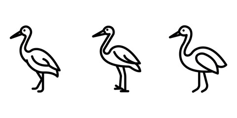 stork outline or line icon design bundle.