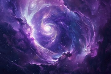 Detailed Color Image of Otherworldly Cosmic Landscape with Swirling Galaxies and Cosmic Dust