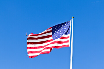 american flag waving in wind