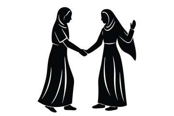 Minimalist silhouette of friends holding hands