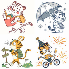 High-Quality Tigers Illustrations in Various Styles – SVG Bundle