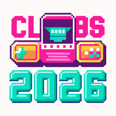 Fototapeta premium Class of 2025 retro pixel art graduation design